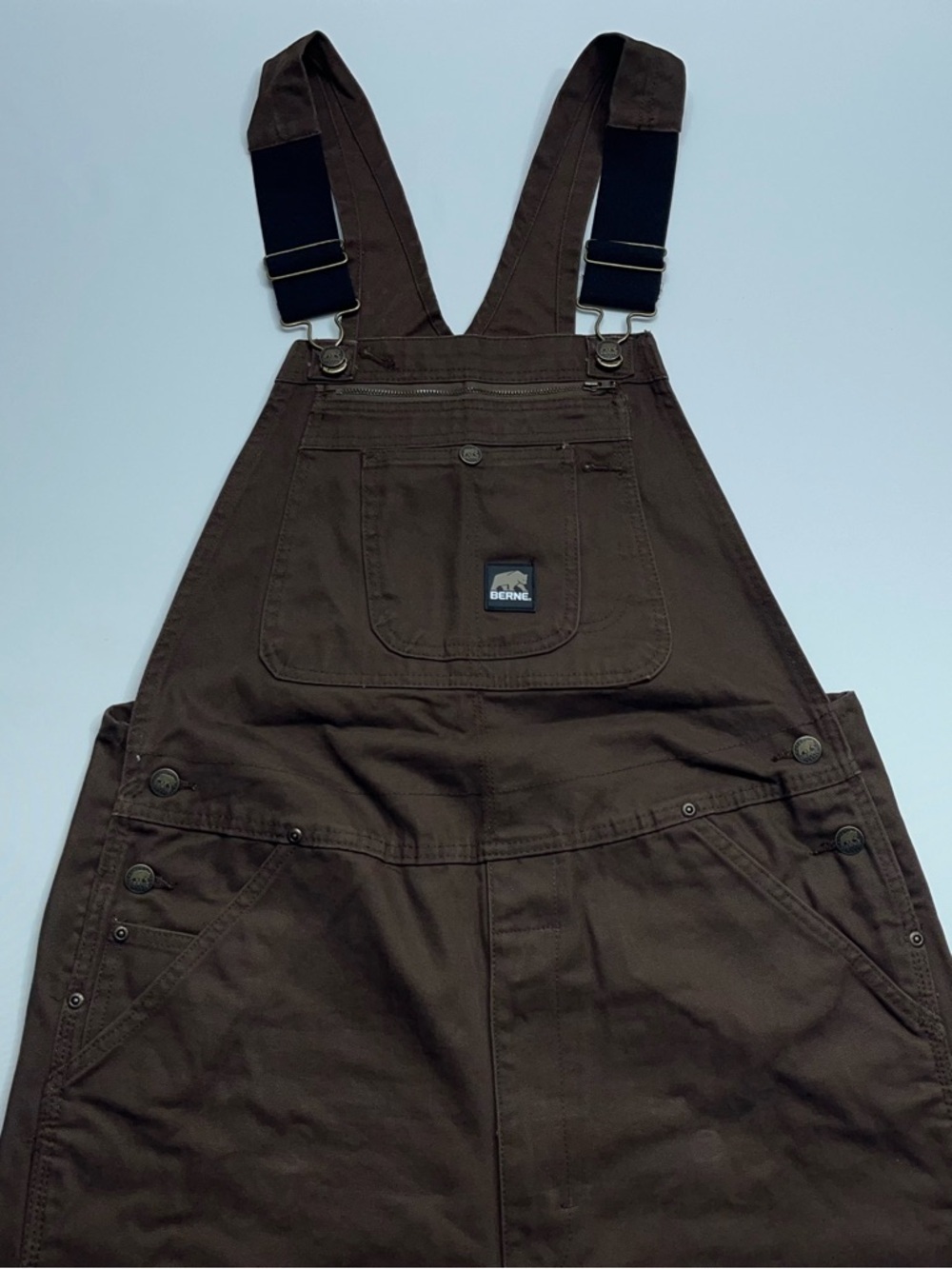 BERNE Double Knee Bib Overalls Mens 38x32 Heavy Weight Canvas Brown Workwear NEW